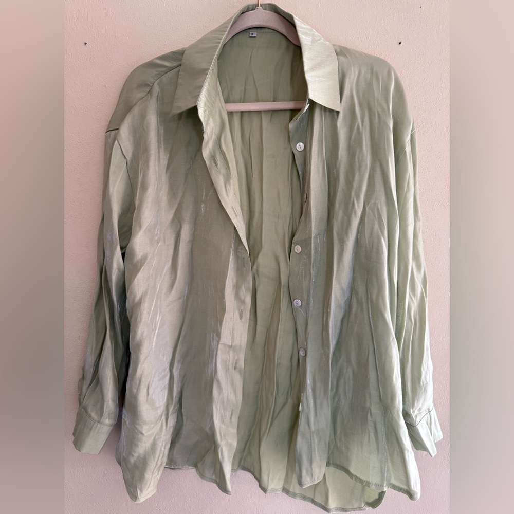 Women’s Green Oversized Button Up